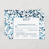 Moderner Abstrakter Terrazzo Mosaic Blue Wedding R RSVP Karte (Vorne/Hinten)