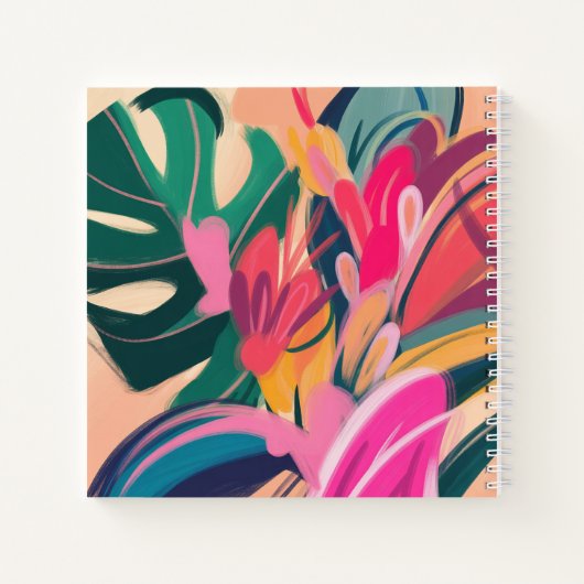Moderner Abstrakter tropischer Blumenname Personal Notizblock (Rückseite)