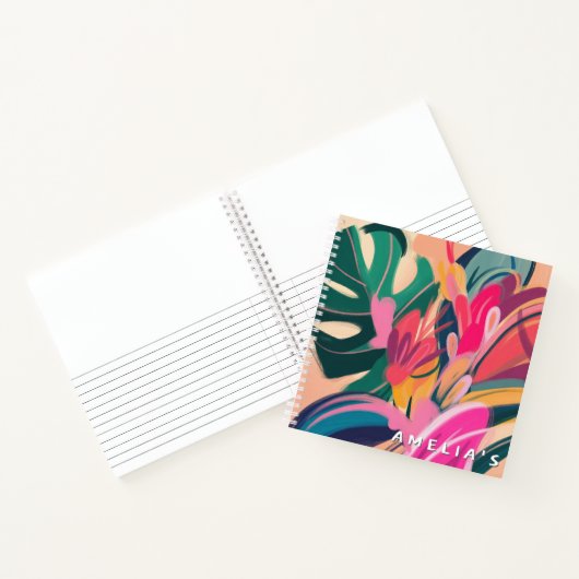 Moderner Abstrakter tropischer Blumenname Personal Notizblock (Innenseite)