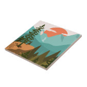 Moderner Abstrakter Wald, Gebirge und Sonnenaufgan Fliese (Seite)