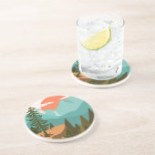 Moderner Abstrakter Wald, Gebirge und Sonnenaufgan Getränkeuntersetzer (Seite)