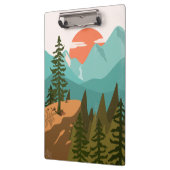 Moderner Abstrakter Wald, Gebirge und Sonnenaufgan Klemmbrett (Links)