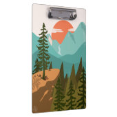 Moderner Abstrakter Wald, Gebirge und Sonnenaufgan Klemmbrett (Rechts)