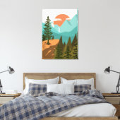 Moderner Abstrakter Wald, Gebirge und Sonnenaufgan Leinwanddruck (Insitu (Schlafzimmer))