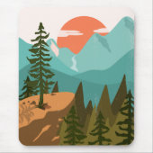 Moderner Abstrakter Wald, Gebirge und Sonnenaufgan Mousepad (Vorne)