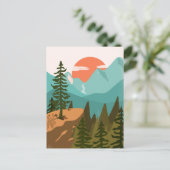 Moderner Abstrakter Wald, Gebirge und Sonnenaufgan Postkarte (Stehend Vorderseite)