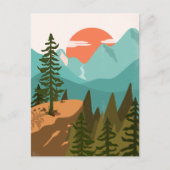 Moderner Abstrakter Wald, Gebirge und Sonnenaufgan Postkarte (Vorderseite)
