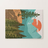Moderner Abstrakter Wald, Gebirge und Sonnenaufgan Puzzle (Horizontal)