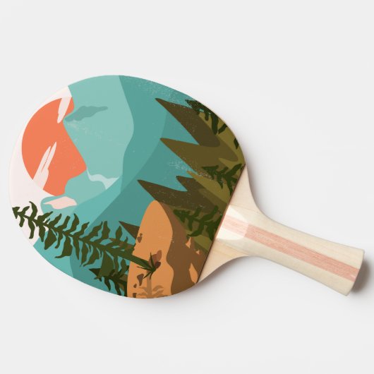 Moderner Abstrakter Wald, Gebirge und Sonnenaufgan Tischtennis Schläger (Seitenansicht)