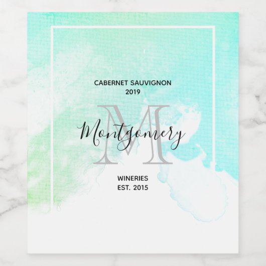 Moderner Abstrakter Watercolor Wine Maker Weinetikett (Einzelnes Label)