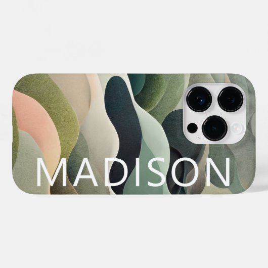 Moderner Abstrakter Wavy Muster Personalisierter N Case-Mate iPhone Hülle (Rückseite (Horizontal))