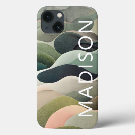 Moderner Abstrakter Wavy Muster Personalisierter N Case-Mate iPhone Hülle (Rückseite)
