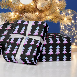 Moderner Abstrakter Weihnachtsbaum Pink Black Geschenkpapier