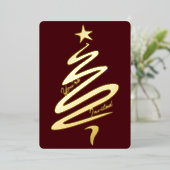 Moderner Abstrakter Weihnachtsbaumurlaub Folieneinladung (Stehend vorne)