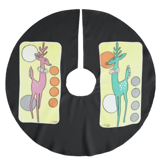 Moderner Abstrakter Weihnachtsmann aus dem Mittela Polyester Weihnachtsbaumdecke (Vorderseite)