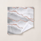 Moderner Abstrakter White Agate Rose Gold Glitzer Badhandtuch Set (Waschlappen)