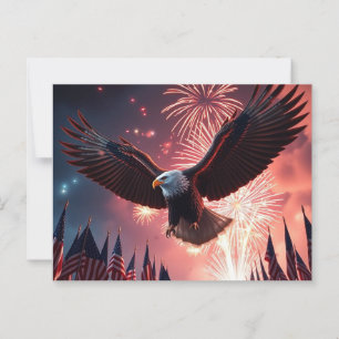 Moderner Adler und Feuerwerk AMERICA 4. Juli Postkarte