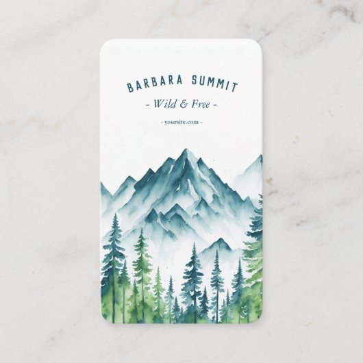 Moderner Adventure Travel Mountain Pine Forest Visitenkarte (Vorderseite)