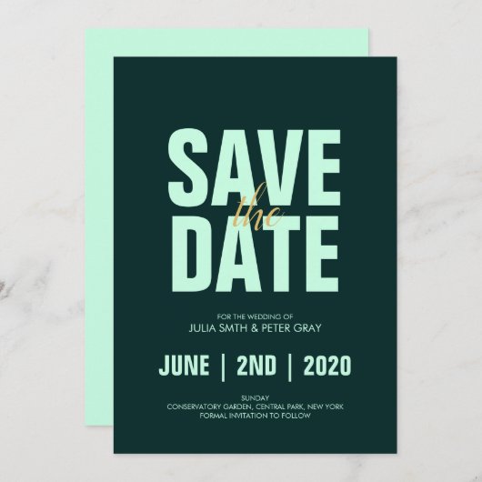 Moderner Aero Blue Poster-Stil Save the Date Einladung (Vorne/Hinten)