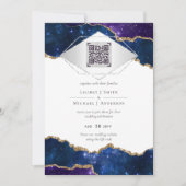 Moderner Agate Blue WEDD SUITE QR Code Einladung (Vorderseite)