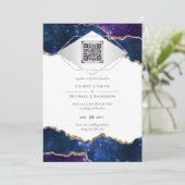 Moderner Agate Blue WEDD SUITE QR Code Einladung (Stehend Vorderseite)