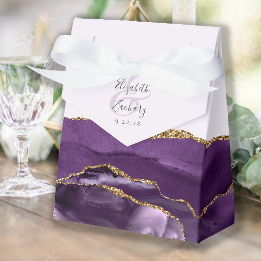 Moderner Agate Geode Lila Gold Lavendel Geschenkschachtel