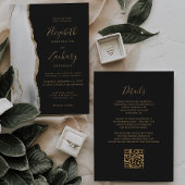 Moderner Agate Gray White Gold Dunkel QR Code Hoch Einladung