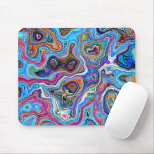 Moderner agate Marmor Elegantes blaues Muster Tren Mousepad