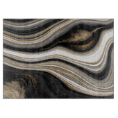 Moderner agate Schwarz-weiß- und goldflüssiges Mar Schneidebrett (Vorderseite)