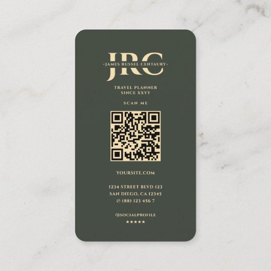 Moderner Agent Adventure Green Gold Globe Visitenkarte (Rückseite)