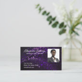 Moderner Agent für die Versicherung Lila Glitzer Visitenkarte (Stehend Vorderseite)