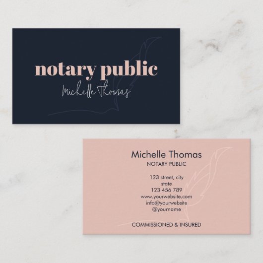 Moderner Agent für Notenkredit in rosa Navy Visitenkarte (Vorne/Hinten)