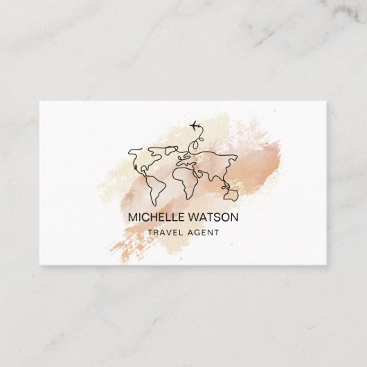 Moderner Agent World Map Airplane Urlaub Visitenkarte (Vorderseite)