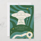 Moderner Alien 1. Geburtstag  Einladung (Vorderseite)