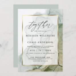 Moderner Alkohol Tinte Hochzeit verschleiert Sage Einladung