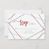 Moderner Amerikaner | Patriotic Geometric Wedding RSVP Karte (Vorderseite)