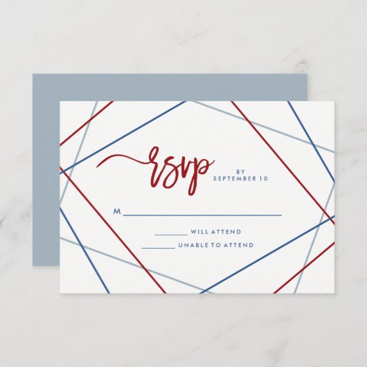 Moderner Amerikaner | Patriotic Geometric Wedding  RSVP Karte (Vorne/Hinten)