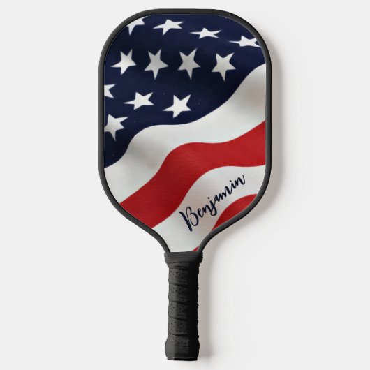 Moderner amerikanischer Flaggenname Personalisiert Pickleball Schläger (Rückseite)