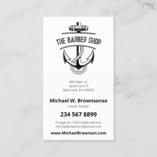 Moderner Anker Visitenkarte (Rückseite)