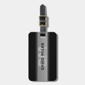 Moderner, anpassbarer Layierter Text | Schwarz & G Gepäckanhänger (Vorderseite vertikal)