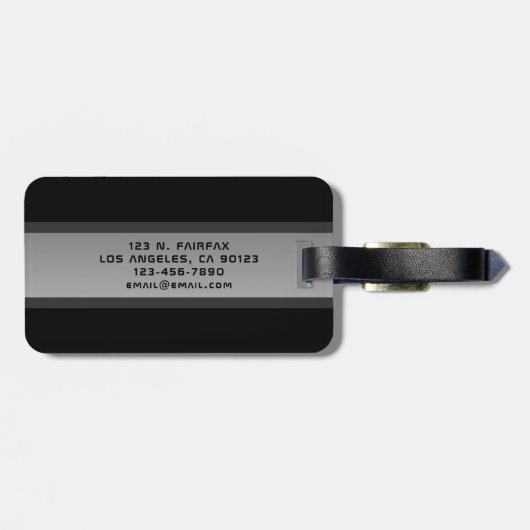 Moderner, anpassbarer Layierter Text | Schwarz & G Gepäckanhänger (Rückseite horizontal)