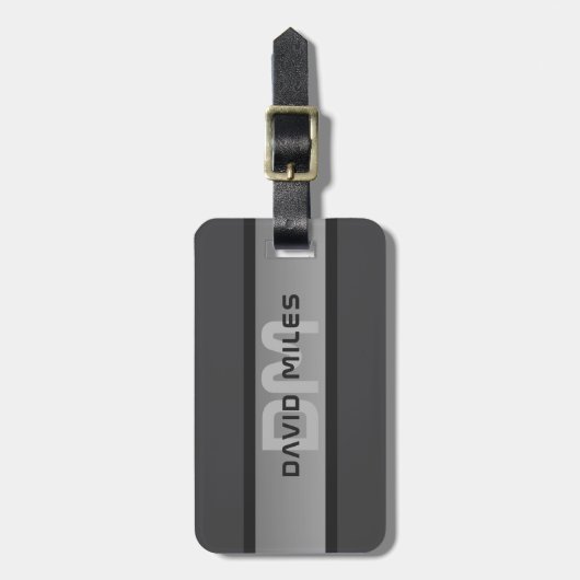 Moderner, anpassbarer Layierter Text | Schwarz & G Gepäckanhänger (Vorderseite vertikal)