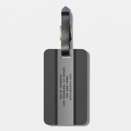 Moderner, anpassbarer Layierter Text | Schwarz & G Gepäckanhänger (Rückseite vertikal)