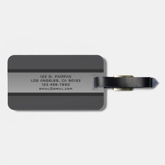 Moderner, anpassbarer Layierter Text | Schwarz & G Gepäckanhänger (Rückseite horizontal)