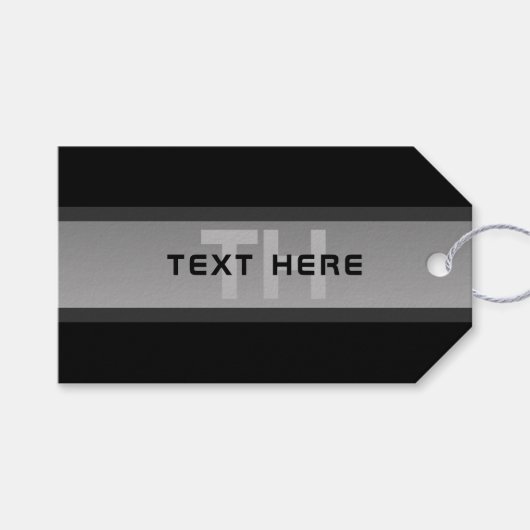 Moderner, anpassbarer Layierter Text | Schwarz & G Geschenkanhänger (Vorderseite (Horizontal))
