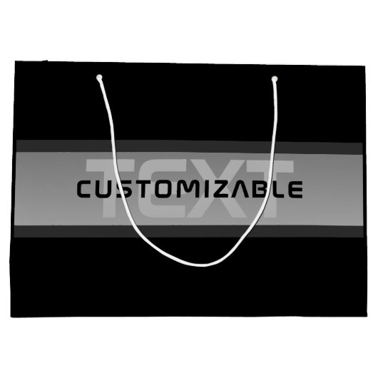 Moderner, anpassbarer Layierter Text | Schwarz & G Große Geschenktüte (Rückseite)