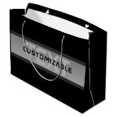 Moderner, anpassbarer Layierter Text | Schwarz & G Große Geschenktüte (Rückseite Schrägansicht)
