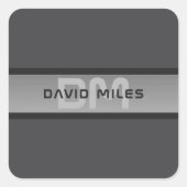 Moderner, anpassbarer Layierter Text | Schwarz & G Quadratischer Aufkleber (Vorderseite)