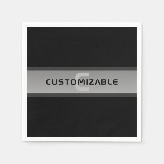 Moderner, anpassbarer Layierter Text | Schwarz & G Serviette (Vorderseite)