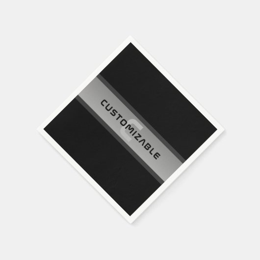 Moderner, anpassbarer Layierter Text | Schwarz & G Serviette (Ecke)